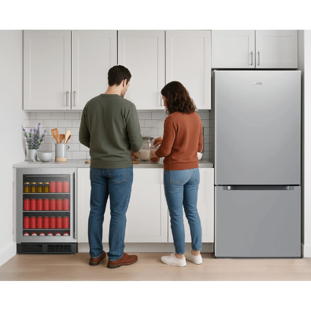 Centre de breuvages 24 po, 140 canettes Inox - 1 zone