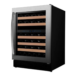 Cellier à vin 24 po, 46 bouteilles Inox - 2 zones