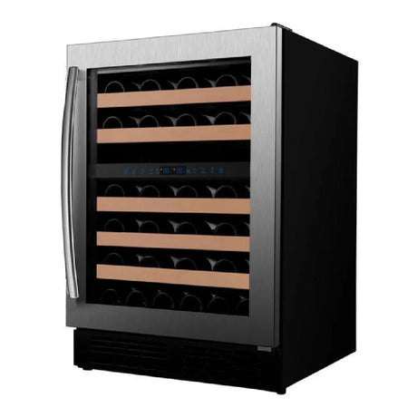 Cellier à vin 24 po, 46 bouteilles Inox à 2 zones avec Technologie Low-E Argon