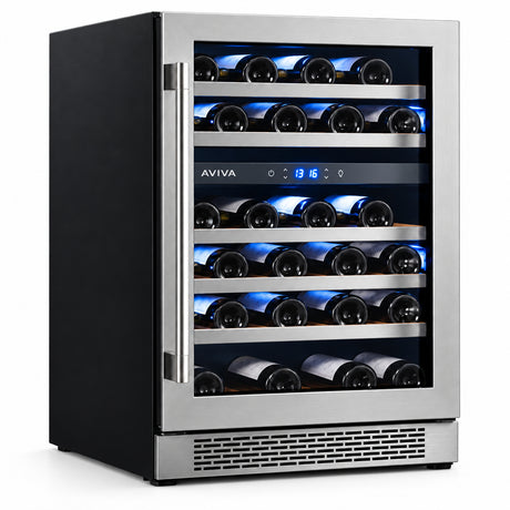 Cellier à vin 24 po, 46 bouteilles Inox à 2 zones avec Technologie Low-E Argon