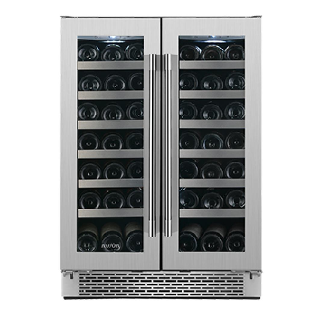 Cellier/Centre de breuvages porte française 24 po, Inox 21 bouteilles & 64 canettes