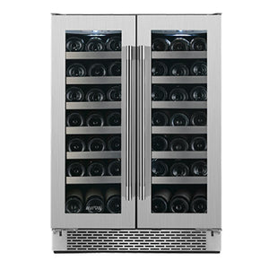 Cellier/Centre de breuvages porte française 24 po, Inox 21 bouteilles & 64 canettes