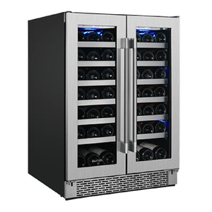 Cellier/Centre de breuvages porte française 24 po, Inox 21 bouteilles & 64 canettes