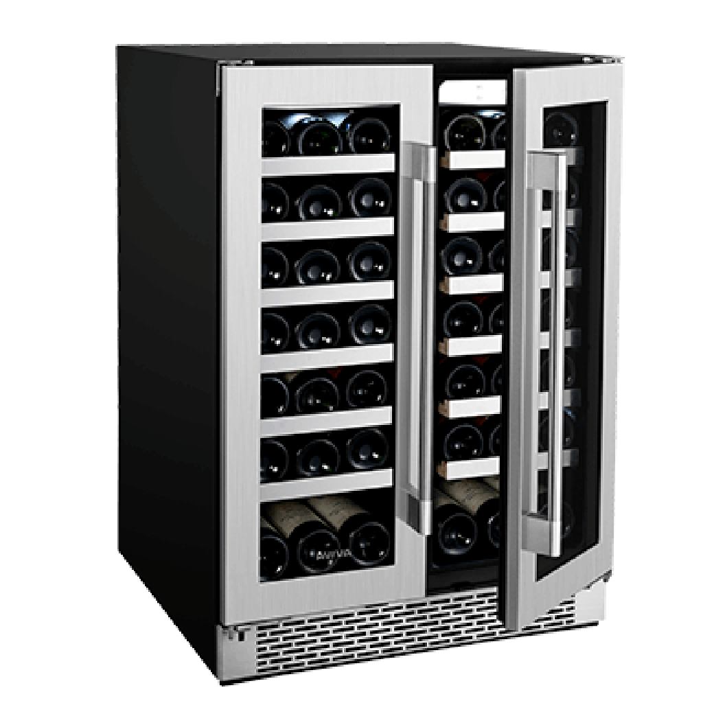 Cellier/Centre de breuvages porte française 24 po, Inox 21 bouteilles & 64 canettes