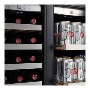 Cellier/Centre de breuvages porte française 24 po, Inox 21 bouteilles & 64 canettes