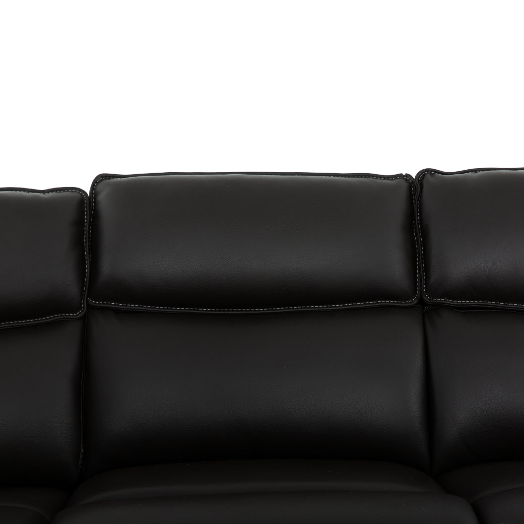 Sectionnel motorisé 6 pièces en cuir noir espresso avec console - Knox