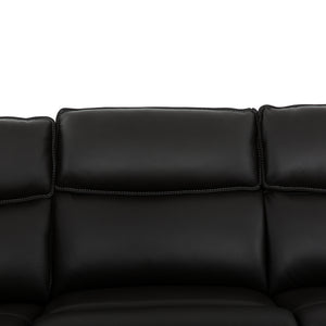 Sectionnel motorisé 6 pièces en cuir noir espresso avec console - Knox