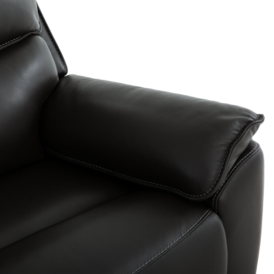 Sectionnel motorisé 6 pièces en cuir noir espresso avec console - Knox