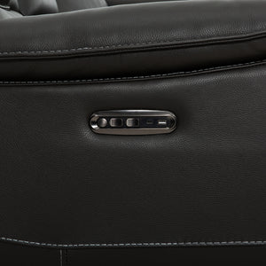 Sectionnel motorisé 6 pièces en cuir noir espresso avec console - Knox