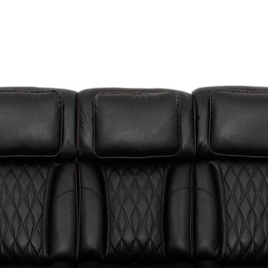 Sofa motorisé en cuir noir avec table rabattable & éclairage DEL - Colton