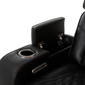 Sofa motorisé en cuir noir avec table rabattable & éclairage DEL - Colton