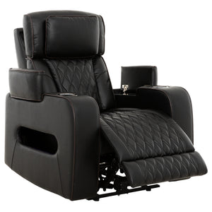 Fauteuil motorisé en cuir noir avec rangement - Colton