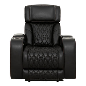 Fauteuil motorisé en cuir noir avec rangement - Colton