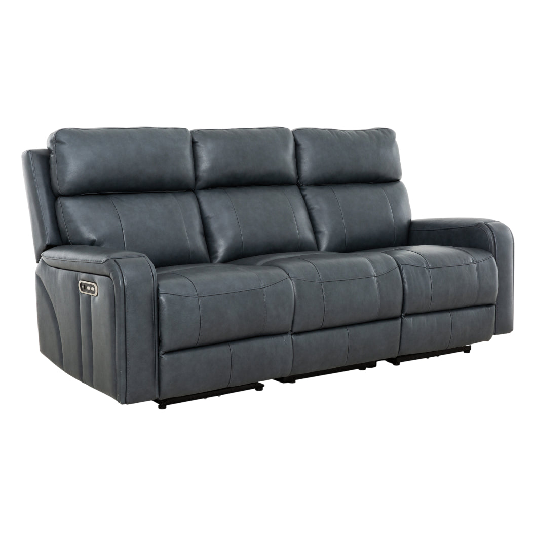Sofa motorisé en cuir bleu - Cavron