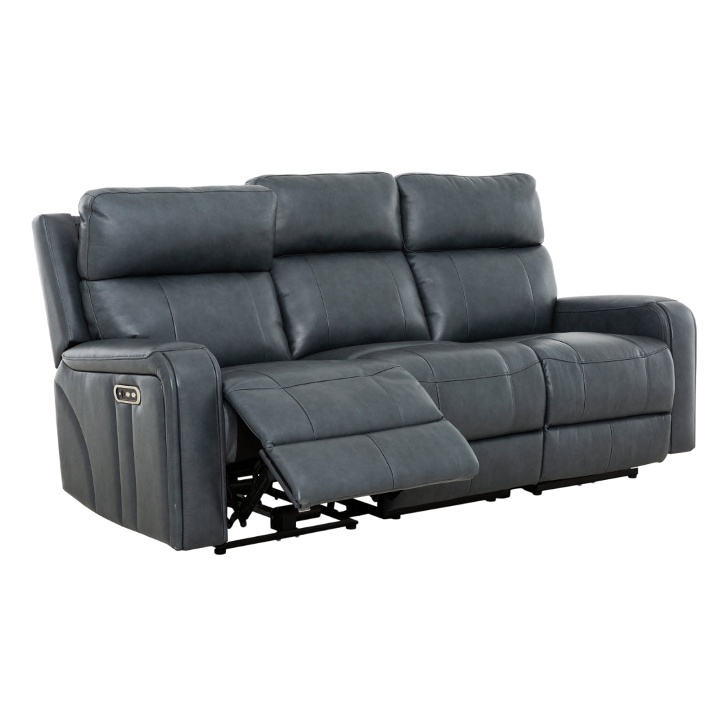 Sofa motorisé en cuir bleu - Cavron