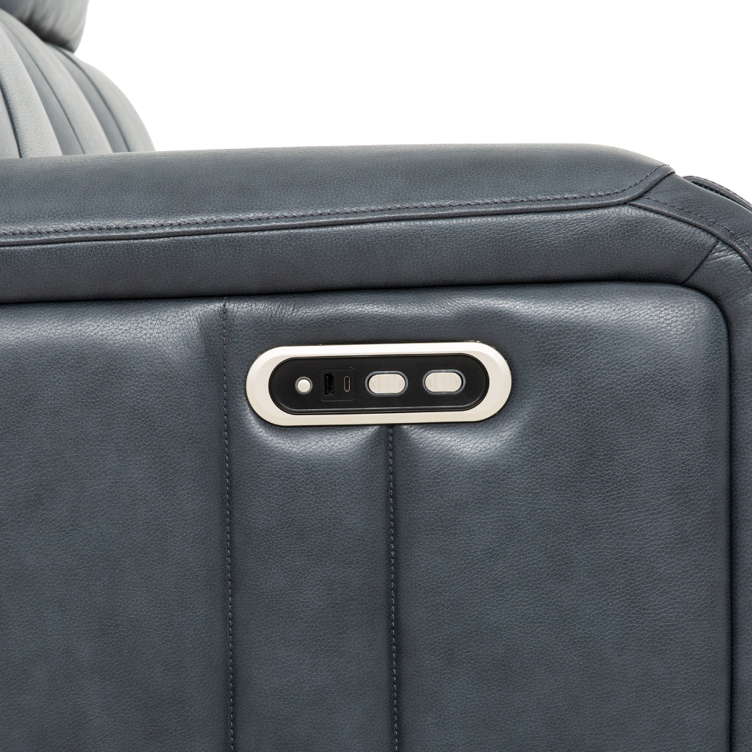 Sofa motorisé en cuir bleu - Cavron