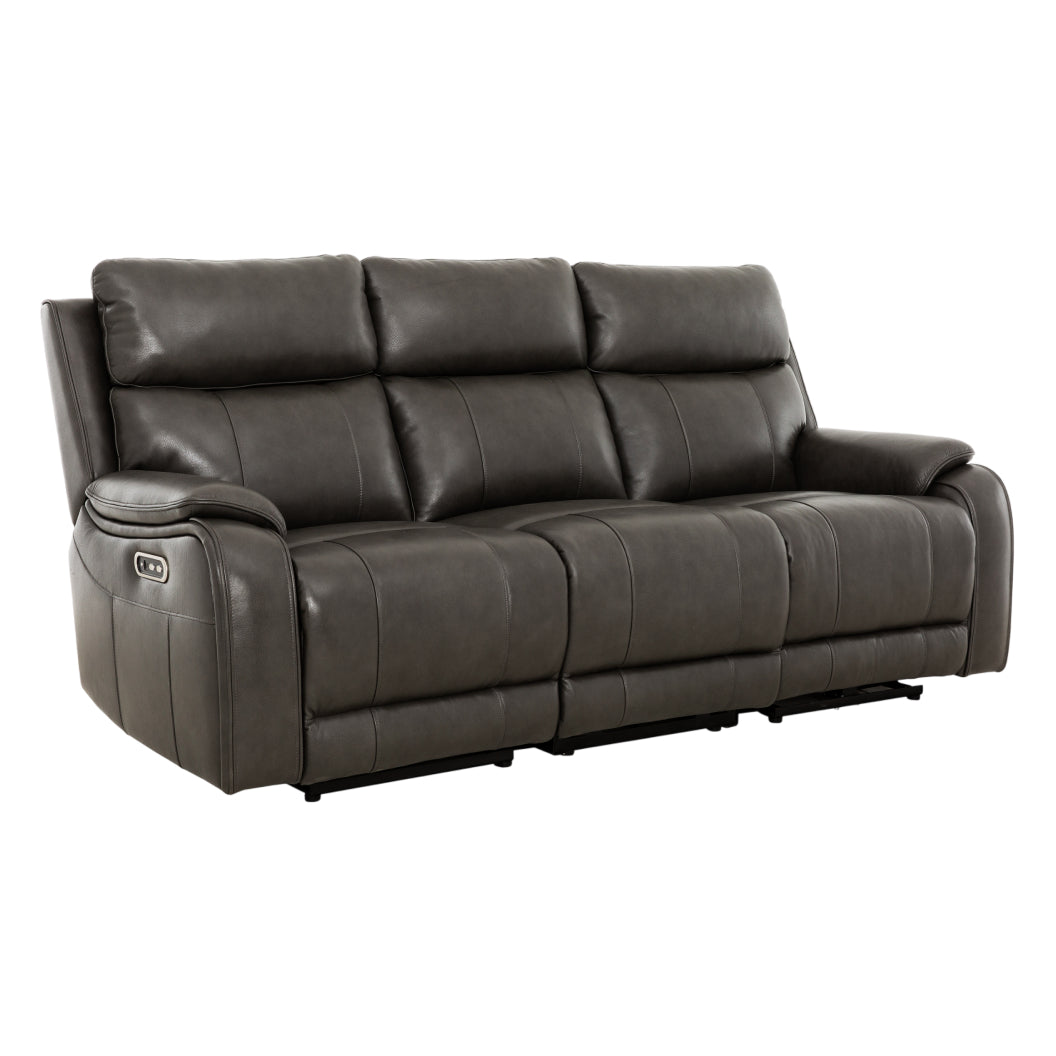 Sofa inclinable motorisé en cuir gris anthracite - Brindle