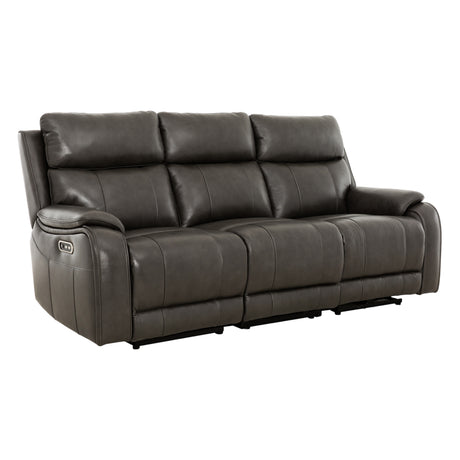 Sofa motorisé en cuir gris anthracite - Brindle