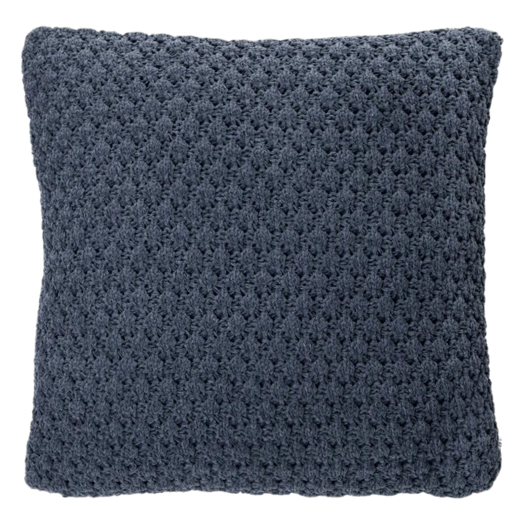 Coussin 18 x 18 po en chenille tressée bleu - Basket