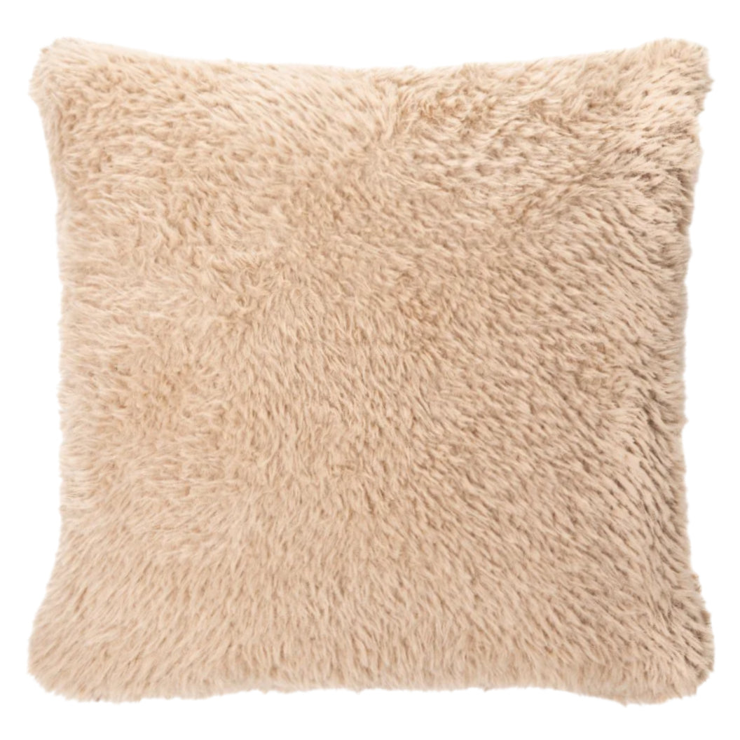 Coussin 18 x 18 po en fausse fourrure moka - Beverly