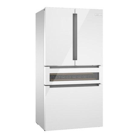 Réfrigérateur à 4 portes, profondeur comptoir 36 po, 20,5 pi³ Blanc avec Tiroir à boissons vitré et Wi-Fi - Série 800