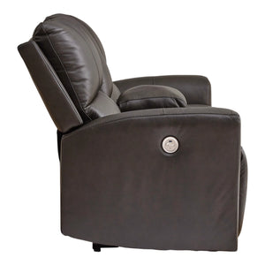 Causeuse motorisée en cuir gris foncé avec console - Boxmere