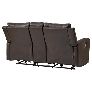 Causeuse motorisée en cuir gris foncé avec console - Boxmere