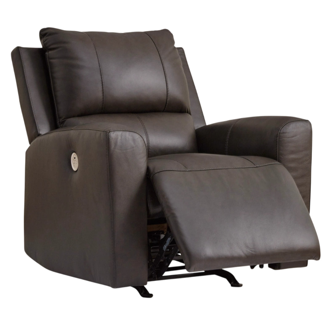 Fauteuil berçant et motorisé en cuir gris foncé - Boxmere
