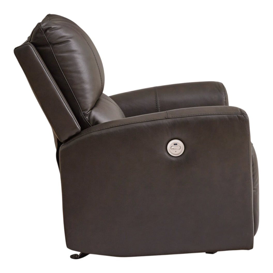 Fauteuil berçant et motorisé en cuir gris foncé - Boxmere