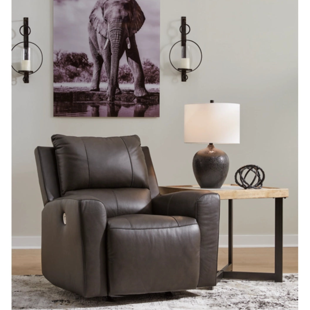 Fauteuil berçant et motorisé en cuir gris foncé - Boxmere
