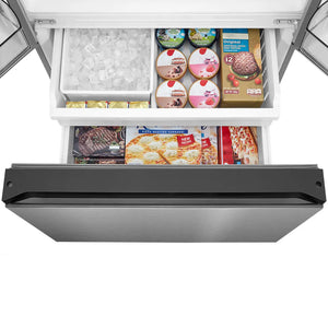Réfrigérateur porte française à profondeur comptoir 33 po, 22,5 pi³ Inox avec machine à glaçons
