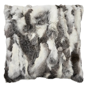 Coussin 18 x 18 po en véritable fourrure de lapin - Mira