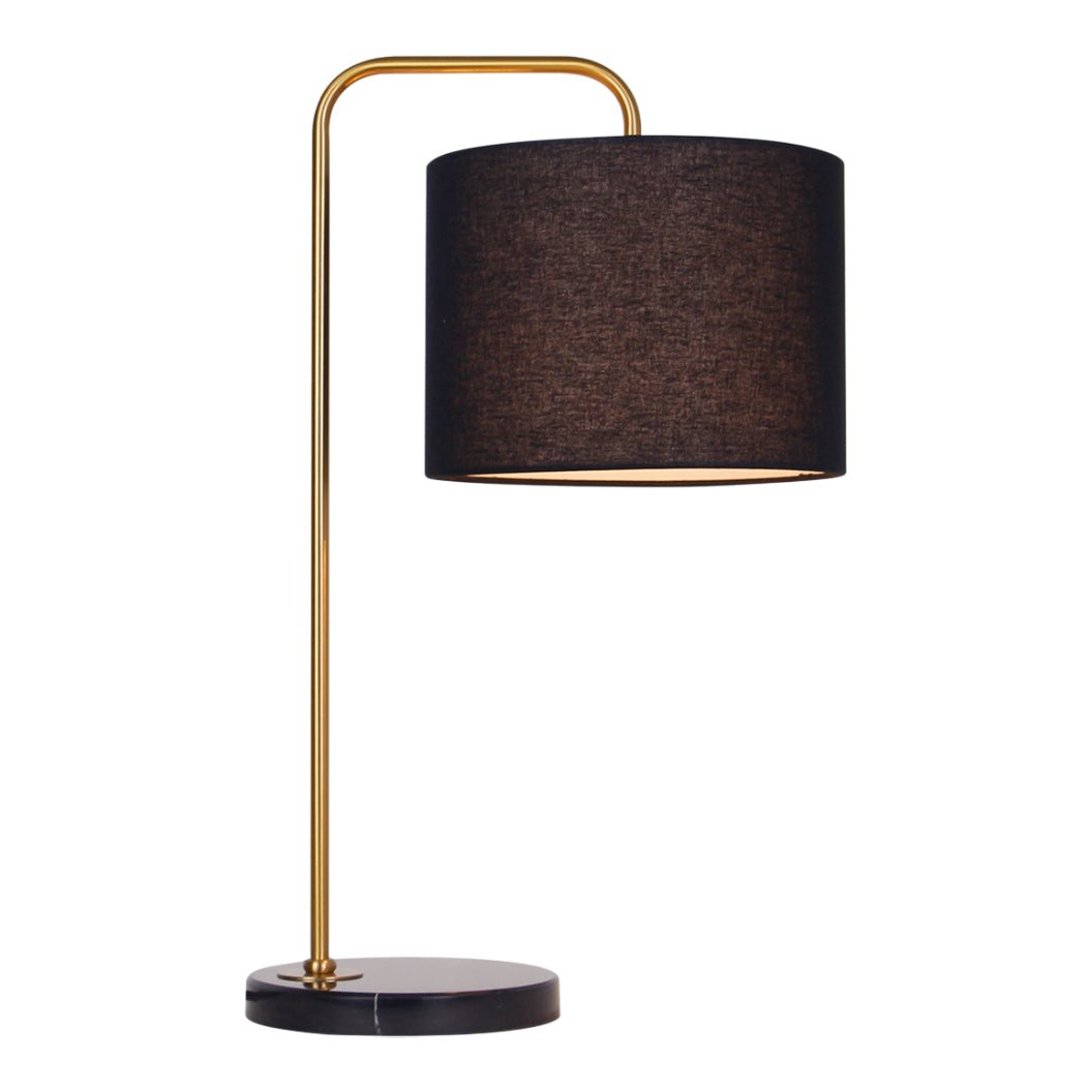 Lampe de table en marbre noir et métal doré 22 po. - Romane
