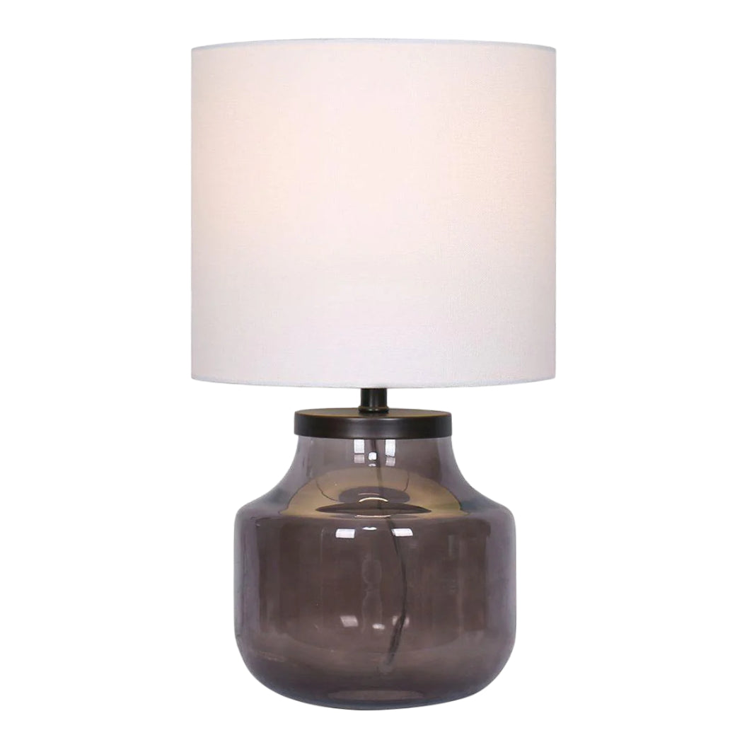 Lampe de table en verre gris fumé 19 po. - Aurelia