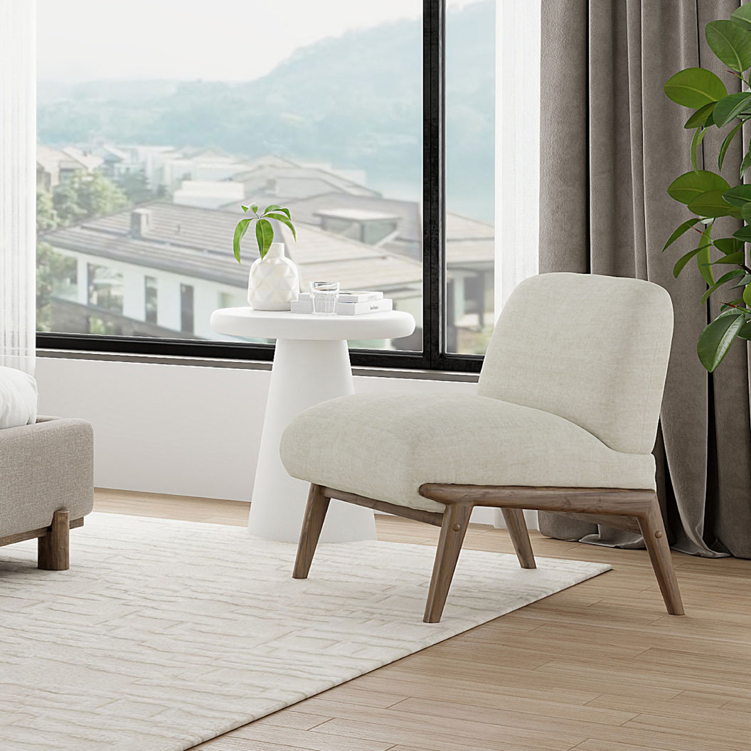 Fauteuil d'appoint en velours et en bois massif - Lisson