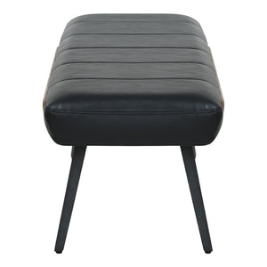 Banc en aspect cuir noir, bois courbé et métal noir - Umber