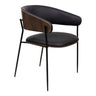 Chaise de salle à manger en bois de noyer et aspect cuir et tissu - Liam