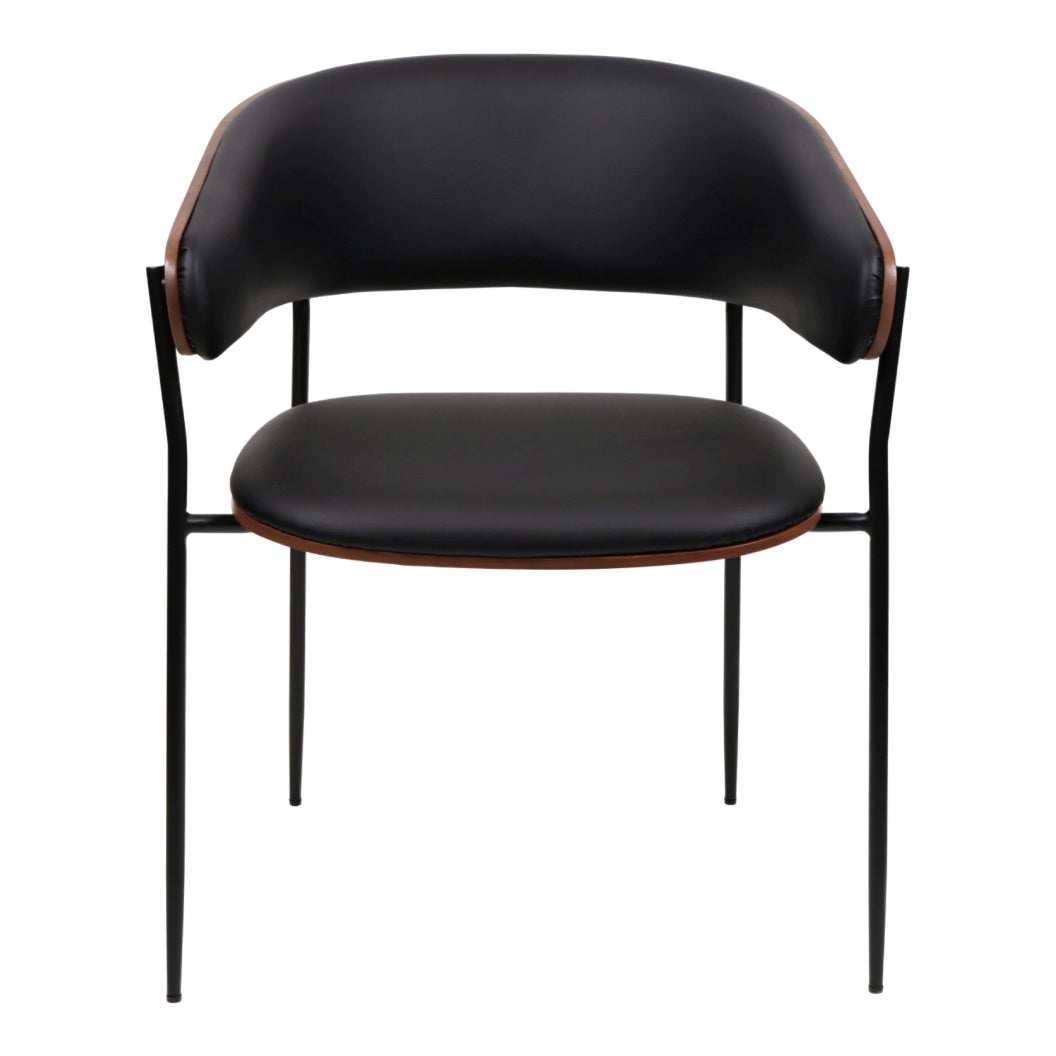 Chaise de salle à manger en bois de noyer et aspect cuir et tissu - Liam