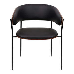 Chaise de salle à manger en bois de noyer et aspect cuir et tissu - Liam