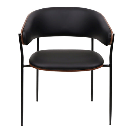 Chaise de salle à manger en bois de noyer et aspect cuir et tissu - Liam