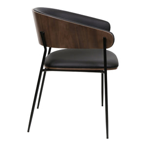 Chaise de salle à manger en bois de noyer et aspect cuir et tissu - Liam