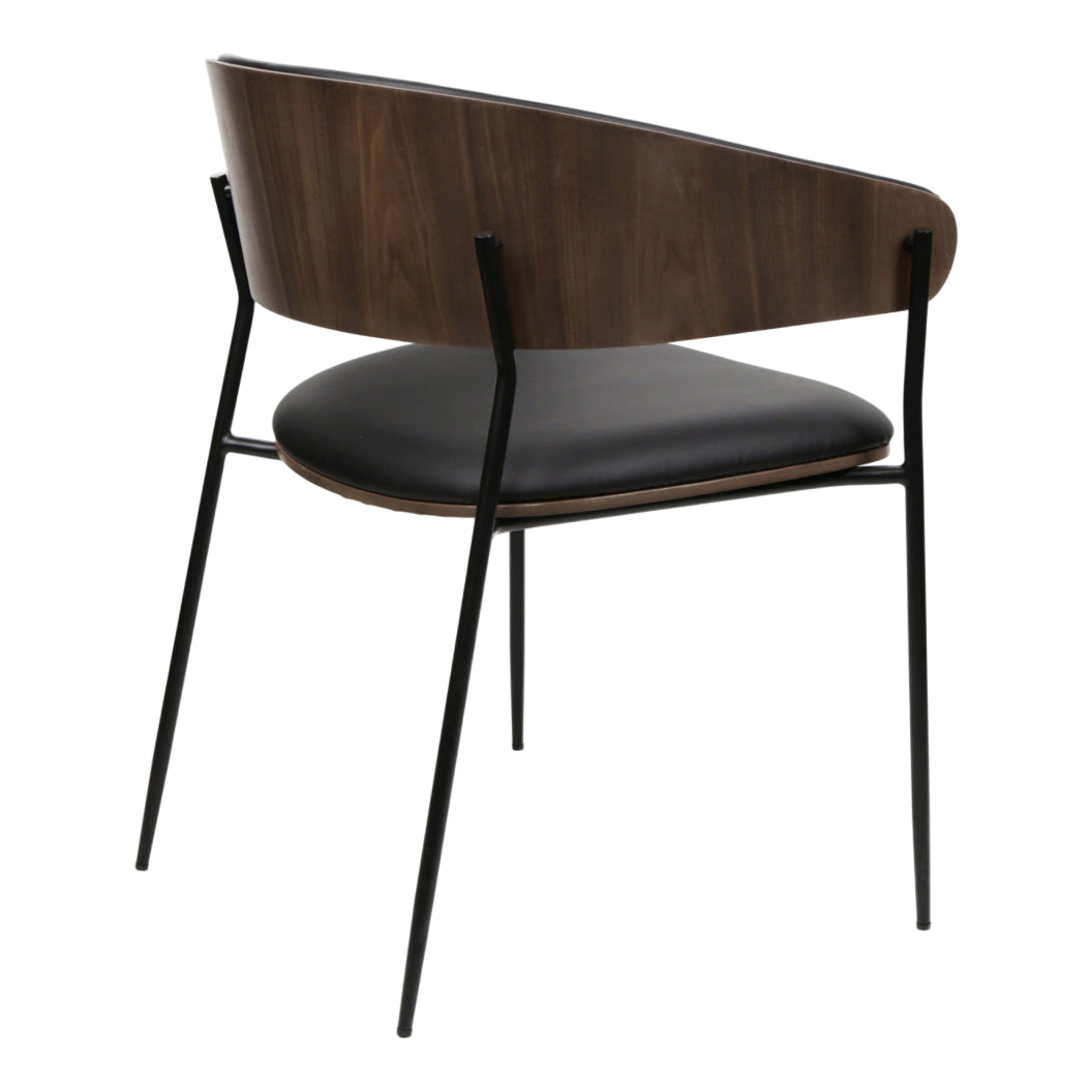 Chaise de salle à manger en bois de noyer et aspect cuir et tissu - Liam