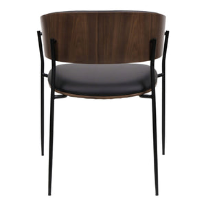Chaise de salle à manger en bois de noyer et aspect cuir et tissu - Liam