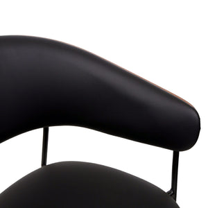 Chaise de salle à manger en bois de noyer et aspect cuir et tissu - Liam