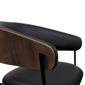 Chaise de salle à manger en bois de noyer et aspect cuir et tissu - Liam