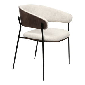 Chaise de salle à manger en bois de noyer et aspect cuir et tissu - Liam