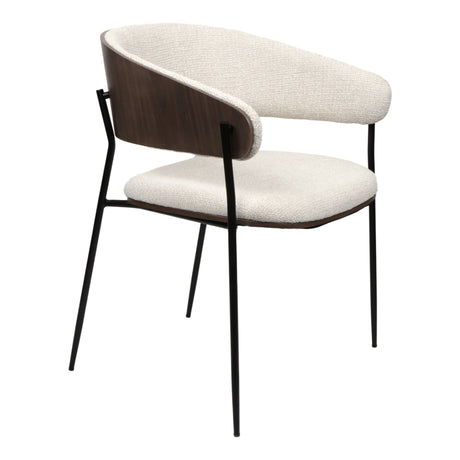 Chaise de salle à manger en bois de noyer et aspect cuir et tissu - Liam