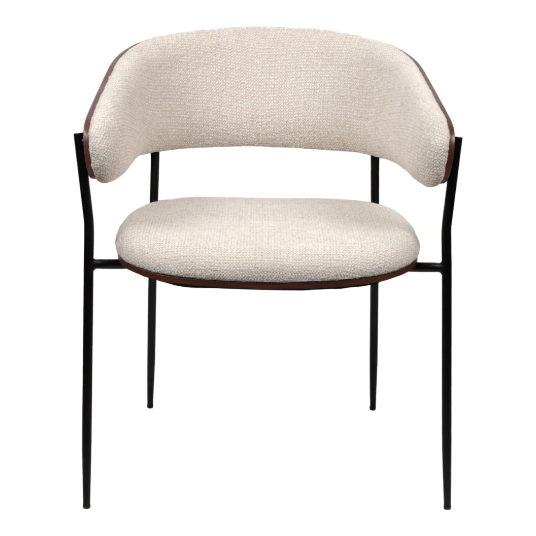 Chaise de salle à manger en bois de noyer et aspect cuir et tissu - Liam