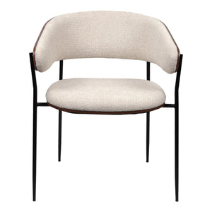 Chaise de salle à manger en bois de noyer et aspect cuir et tissu - Liam