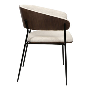 Chaise de salle à manger en bois de noyer et aspect cuir et tissu - Liam